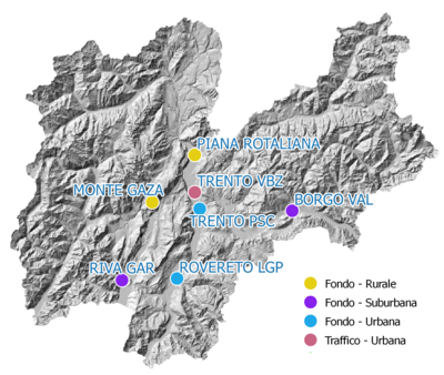 Le stazioni di monitoraggio della qualit dell'aria in Trentino